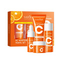 Vitamin C Moisturizing Travel Skincare Set - Cleanser, Toner, Serum, and Face Cream, portable skincare products.